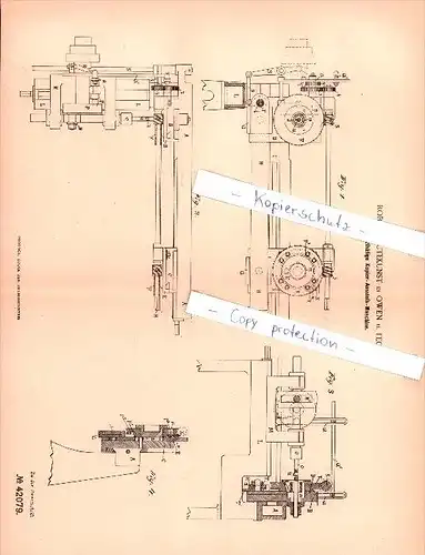 Original Patent - Robert Gutekunst in Owen u. Teck  , 1887 , Selbstthätige Kopiermaschine , Metallbau !!!