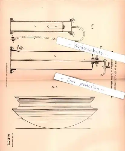 Original Patent - Ferd. Gräf in Aichach , Oberbayern ,1887 , Herstellung kohlensäurer Getränke , Bier , Brauerei !!!