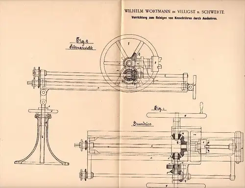 Original Patent - Wilhelm Wortmann in Villigst b. Schwerte , 1901 , Apparat zum Reinigen von Kesseln , Dampfmaschine !!