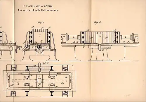 Original Patent - P. Engelhard in Rötha , 1898 , Kelterpresse , Presse !!!