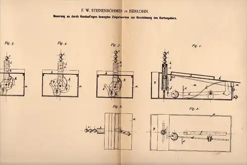 Original Patentschrift - F.W. Steinenböhmer in Iserlohn ,1886, Zeigerwerk für Kartengeber , Skat , Spielkarten , Karten