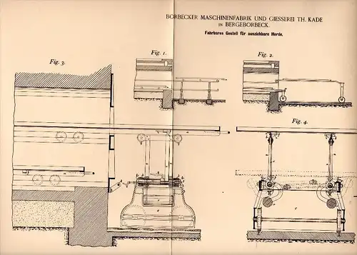 Original Patentschrift - Th. Kade in Bergeborbeck b. Essen , 1894 , Gestell für Herde für Bäckerei , Bäcker !!!