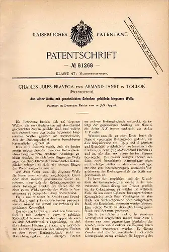 Original Patentschrift - Ch. Fravega und A. Janet in Toulon ,1894, arbre flexible à partir des articulations de la chaîn