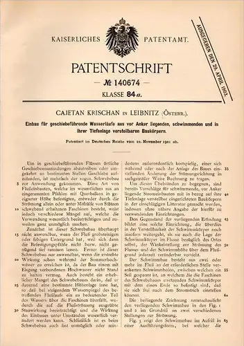 Original Patentschrift - C. Krischan in Leibnitz , 1901 , Pfahlbau für Flüsse , Geschiebe , Wasserlauf !!!