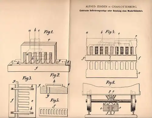 Original Patentschrift - A. Zehden in Charlottenburg , 1902 , Straßenbahn mit Wanderfeldmotor , Seilbahn , Bergbahn !!!