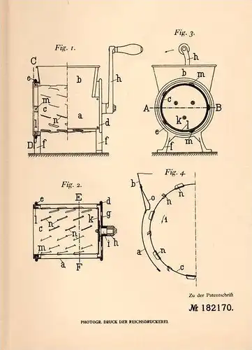 Original Patentschrift - T. Mönch in Bolchen / Boulay i. Lothr. , 1906 , Reibe- und Schnitzelmaschine für Viehfutter