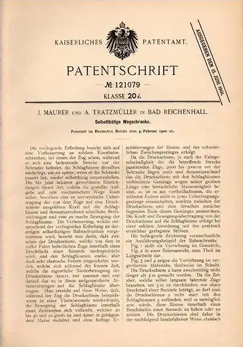 Original Patentschrift - J. Maurer in Bad Reichenhall , 1900 , Schranke , Wegschranke , Schlagbaum !!!