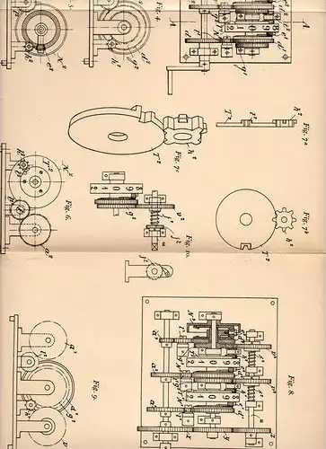 Original Patentschrift - J. Vermehren in Hellerup , Dänemark , 1906 , Rechenmaschine , Mathematik , Rechner !!!