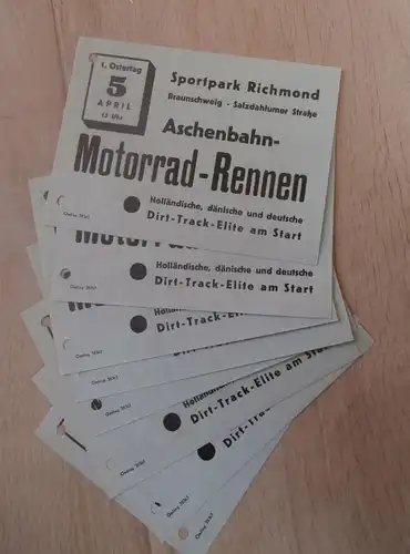 8x Flyer / Reklame - Motorrad Aschenbahnrennen , 30er Jahre , Braunschweig , Speedway , Dirt Track , Sportpark , Stadion