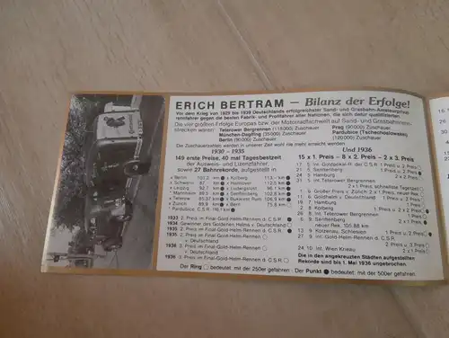 Prospekt / Broschüre - Erich Bertram 1954 - Speedway , Grasbahn , Bergring Teterow , Pardubice , München, Bergringrennen