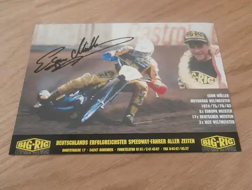 Speedway Autogrammkarte Egon Müller , 80er Jahre , Autogramm , Rodenbek , Weltmeister , Motorradrennen !!!