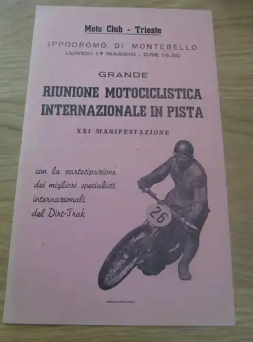 Speedway Trieste / Italien , ca. 1930 , Dirt Track , Ippodromo di Montebello , Flyer , Plakat , Werbung , Reklame !!!