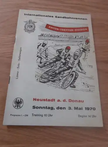 Sandbahnrennen Neustadt a.d. Donau , 3.5.1970 , Programmheft / Programm / Rennprogramm , program !!!