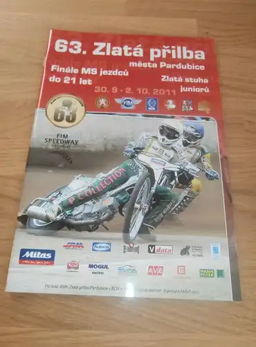 Speedway Pardubice 2.10.2011 , Zlata Prilba , Programmheft / Programm / Rennprogramm , program !!!