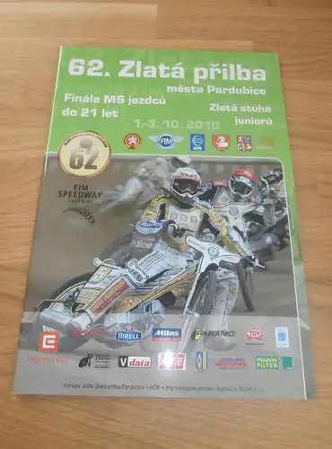 Speedway Pardubice 3.10.2010 , Zlata Prilba , Programmheft / Programm / Rennprogramm , program !!!