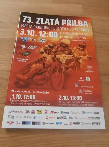 Speedway Pardubice 3.10.2021 , Zlata Prilba , Programmheft / Programm / Rennprogramm , program !!!