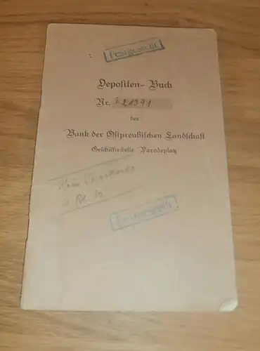 altes Sparbuch Königsberg / ostpreußische Landschaft , 1943 , Ostpreußen , Sparkasse , Bank !!!