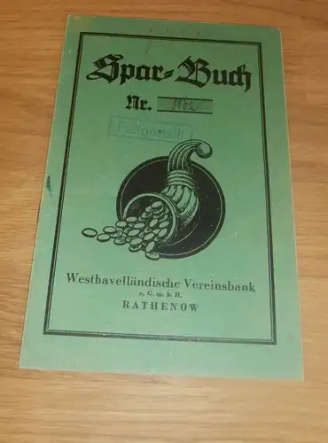 altes Sparbuch Rathenow , 1939 - 1944 , Käthe Giese , Berlin Niederschönhausen , Sparkasse , Bank !!!