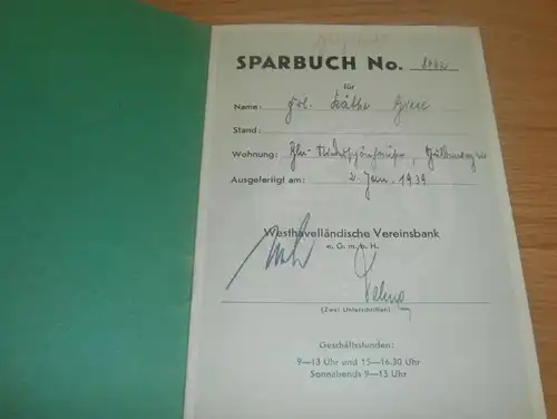 altes Sparbuch Rathenow , 1939 - 1944 , Käthe Giese , Berlin Niederschönhausen , Sparkasse , Bank !!!