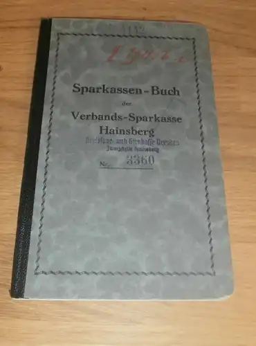 altes Sparbuch Hainsberg , 1935 - 1946 , August Hardt ,Sparkasse , Bank !!!