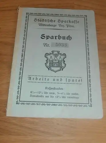 altes Sparbuch Wittenberge , 1928 - 1945 , A. Pingel , Sparkasse , Bank !!!