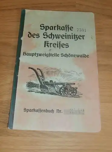 altes Sparbuch Schönewalde / Heinsdorf , 1944 , M. Zboron , Herzberg , Sparkasse , Bank !!!