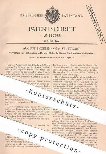 original Patent - August Engelsmann , Stuttgart , 1900 , Raum - Beleuchtung mit mehreren Lichtquellen | Licht , Lampe