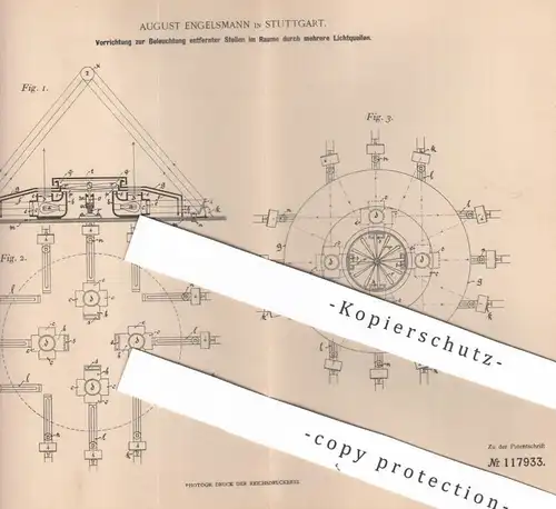 original Patent - August Engelsmann , Stuttgart , 1900 , Raum - Beleuchtung mit mehreren Lichtquellen | Licht , Lampe