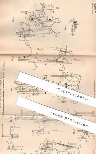 original Patent - Heinrich Spühl , St. Gallen , Schweiz , 1893 , Fadenanzug an Strickmaschinen | Heilmann | Nähmaschine