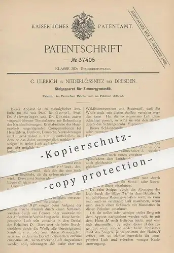 original Patent - C. Ulbrich , Niederlössnitz / Dresden , 1886 , Steigapparat für Gymnastik | Fitnessgerät , Sport