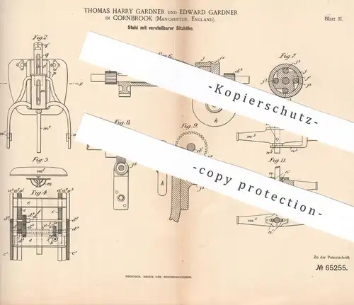 original Patent - Thomas Harry Gardner & Edward Gardner , Cornbrook , Manchester England , 1891 , Stuhl | Stühle , Möbel