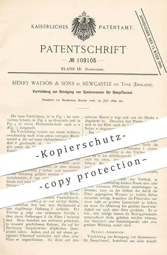 original Patent - Henry Watson & Sons , Newcastle on Tyne , England , 1899 , Reinigung von Speisewasser für Dampfkessel