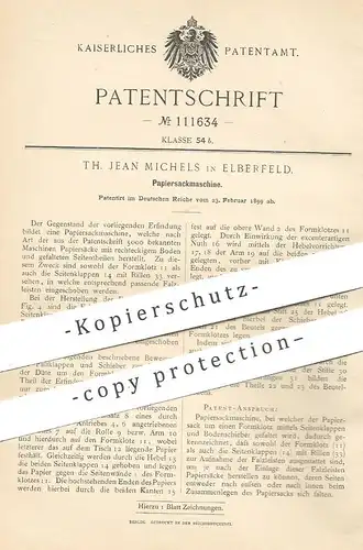 original Patent - Th. Jean Michels , Elberfeld , 1899 , Papiersackmaschine | Papier , Papierfabrik , Pappe !!