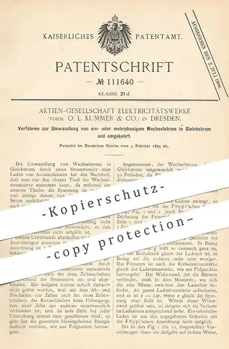 original Patent - AG Elektrizitätswerke vormals O. L. Kummer & Co. , Dresden | Wechselstrom in Gleichstrom umwandeln