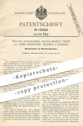 original Patent - Walter Rothschild , Gerald Dudley Smith , J. Armstrong Wilding , London | Munitionskasten f. Geschütz