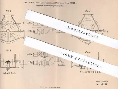 original Patent - Deutsche Kraftgas GmbH , Berlin , 1900 , Ladepumpe für Verbrennungsmotoren | Gasmotor , Gas , Motor !!