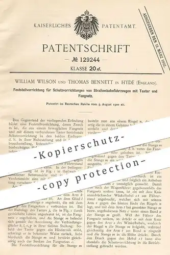 original Patent - William Wilson , Thomas Bennett , Hyde , England , 1900 , Schutz an Straßenbahn mit Taster u. Fangnetz