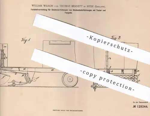 original Patent - William Wilson , Thomas Bennett , Hyde , England , 1900 , Schutz an Straßenbahn mit Taster u. Fangnetz