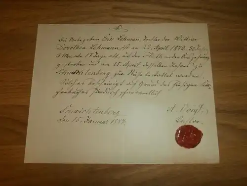 altes Dokument , Schwichtenberg 1889 , Sandhagen , Friedland in Mecklenburg !!