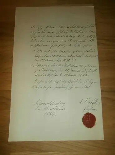 altes Dokument , Schwichtenberg 1889 , Sandhagen , Friedland in Mecklenburg !!