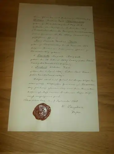 altes Dokument , Schwichtenberg 1908 , Bresewitz , Friedland in Mecklenburg !!