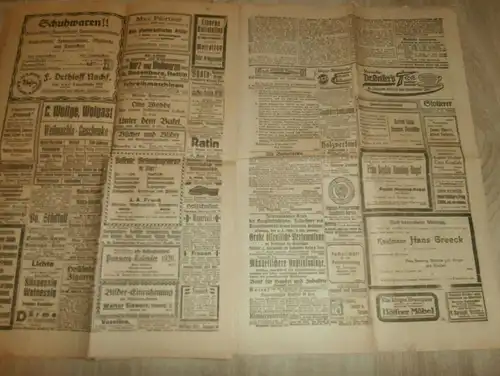 Greifswalder Zeitung 1919 , mit viel Reklame / Werbung , Mecklenburg , Grimmen , Jarmen , Greifswald !!!