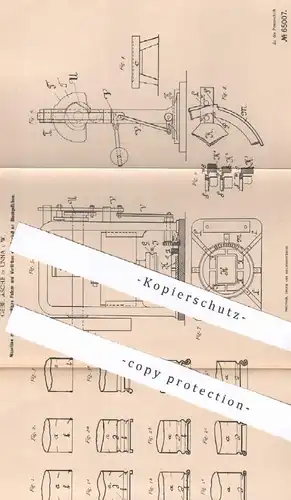 original Patent - Gebrüder Asche , Unna , 1892 , Verlöthen der Deckel an Blechgefäßen | Dose , Blech , Löten , Metall