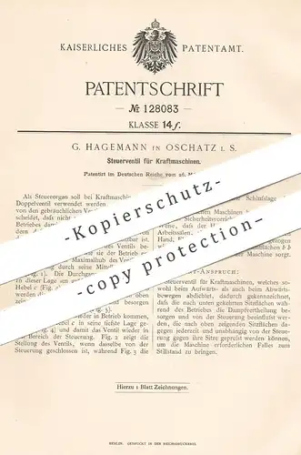 original Patent - G. Hagemann , Oschatz , 1901 , Steuerventil für Kraftmaschinen | Gasmotor , Motoren , Dampfmaschine
