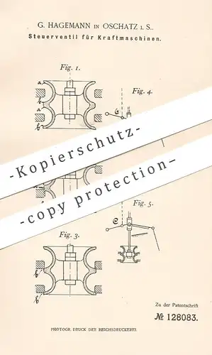 original Patent - G. Hagemann , Oschatz , 1901 , Steuerventil für Kraftmaschinen | Gasmotor , Motoren , Dampfmaschine