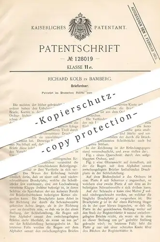 original Patent - Richard Kolb , Bamberg , 1900 , Briefordner | Brief - Ordner , Aktenordner , Mappe , Büro , Papier