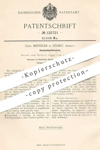 original Patent - Gebrüder Meinecke , Zerbst , 1900 , Sackausklopfmaschine | Klopfmaschine für Sack , Säcke | Mühle !!!