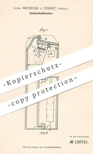 original Patent - Gebrüder Meinecke , Zerbst , 1900 , Sackausklopfmaschine | Klopfmaschine für Sack , Säcke | Mühle !!!