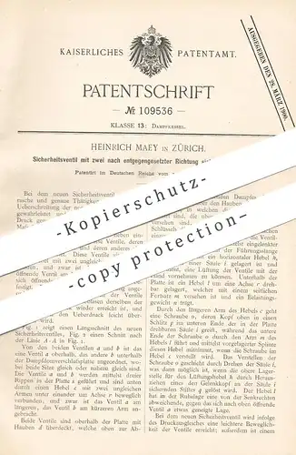 original Patent - Heinrich Maey , Zürich / Schweiz , 1899 , Sicherheitsventil | Ventil , Dampfkessel , Dampfmaschine
