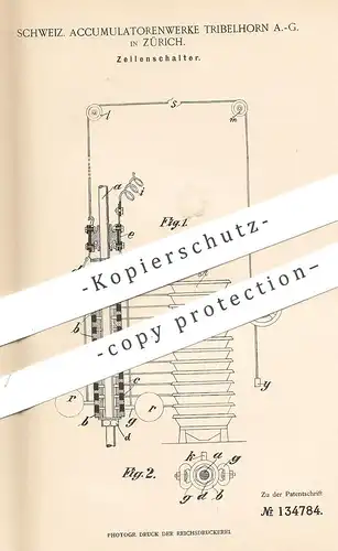 original Patent -  Schweiz Accumulatorenwerke Tribelhorn AG Zürich , 1901 , Zellenschalter | Strom , Schalter , Elektrik